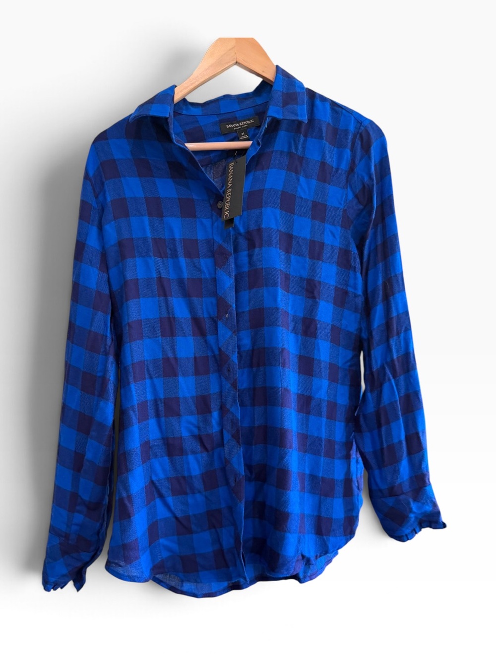 NWT Banana Republic Dillon Shirt - Blue Buffalo Check Flannel (Size M)